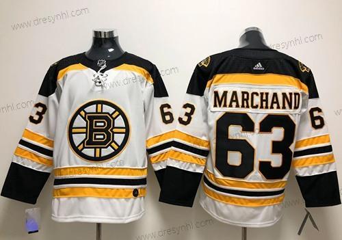 Adidas Boston Bruins #63 Brad Marchand Bílý Road Autentické Sešitý NHL dres – Pánské