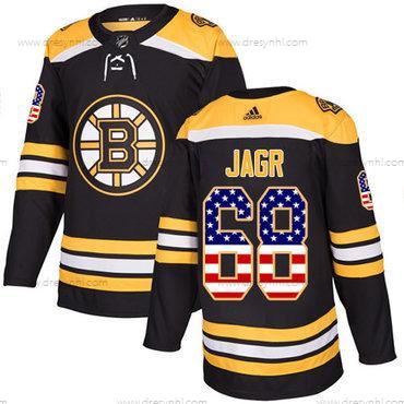 Adidas Boston Bruins #68 Jaromir Jagr Černá Domácí dres Autentické USA Flag Sešitý NHL dres – Pánské