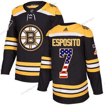 Adidas Boston Bruins #7 Phil Esposito Černá Domácí dres Autentické USA Flag Sešitý NHL dres – Pánské