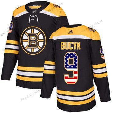 Adidas Boston Bruins #9 Johnny Bucyk Černá Domácí dres Autentické USA Flag Sešitý NHL dres – Pánské