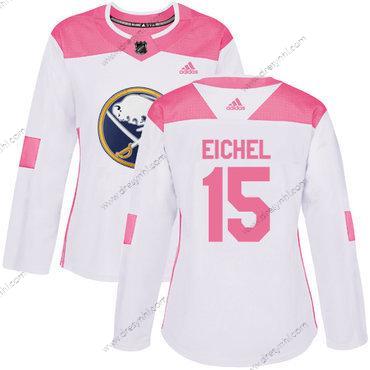 Adidas Buffalo Sabres #15 Jack Eichel Bílý Růžový Autentické Sešitý NHL dres – Dámské