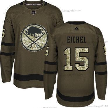 Adidas Buffalo Sabres #15 Jack Eichel Zelená Salute to Service Sešitý NHL dres – Juniorské