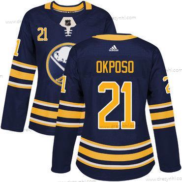 Adidas Buffalo Sabres #21 Kyle Okposo Námořnictvo Modrý Domácí dres Autentické Sešitý NHL dres – Dámské