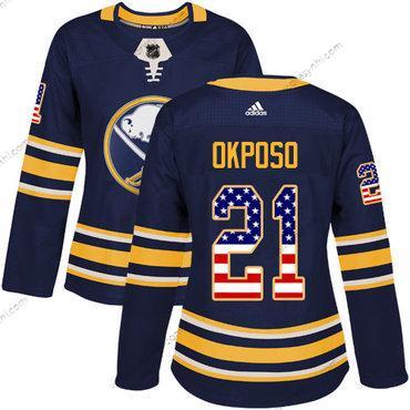 Adidas Buffalo Sabres #21 Kyle Okposo Námořnictvo Modrý Domácí dres Autentické USA Flag Sešitý NHL dres – Dámské