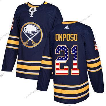 Adidas Buffalo Sabres #21 Kyle Okposo Námořnictvo Modrý Domácí dres Autentické USA Flag Sešitý NHL dres – Pánské