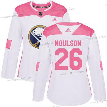 Adidas Buffalo Sabres #26 Matt Moulson Bílý Růžový Autentické Sešitý NHL dres – Dámské