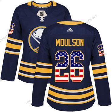 Adidas Buffalo Sabres #26 Matt Moulson Námořnictvo Modrý Domácí dres Autentické USA Flag Sešitý NHL dres – Dámské