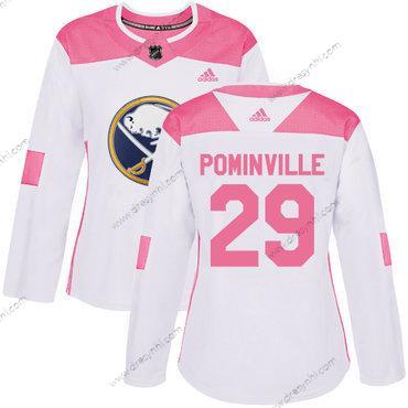 Adidas Buffalo Sabres #29 Jason Pominville Bílý Růžový Autentické Sešitý NHL dres – Dámské