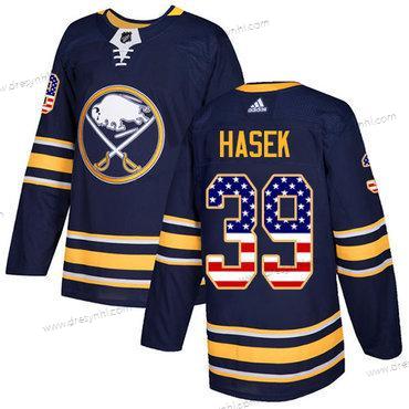 Adidas Buffalo Sabres #39 Dominik Hasek Námořnictvo Modrý Domácí dres Autentické USA Flag Sešitý NHL dres – Pánské