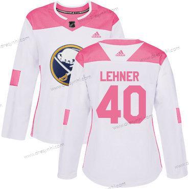 Adidas Buffalo Sabres #40 Robin Lehner Bílý Růžový Autentické Sešitý NHL dres – Dámské