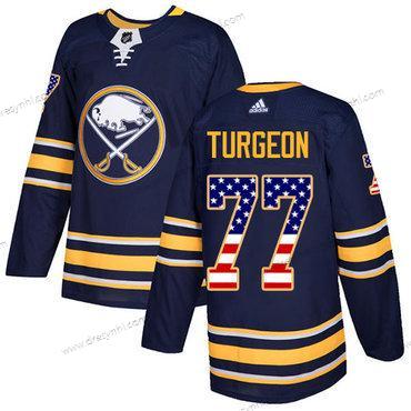 Adidas Buffalo Sabres #77 Pierre Turgeon Námořnictvo Modrý Domácí dres Autentické USA Flag Sešitý NHL dres – Pánské