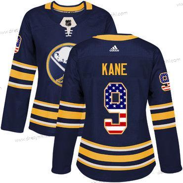 Adidas Buffalo Sabres #9 Evander Kane Námořnictvo Modrý Domácí dres Autentické USA Flag Sešitý NHL dres – Dámské