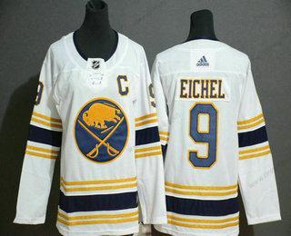 Adidas Buffalo Sabres #9 Jack Eichel Bílý With Zlato C Patch And 50Th Výročí Sešitý NHL dres – Juniorské