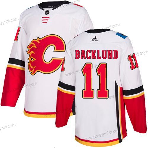 Adidas Calgary Flames #11 Mikael Backlund Bílý Hostující dres Autentické NHL dres – Pánské