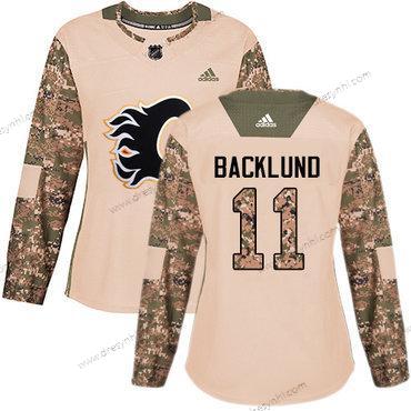 Adidas Calgary Flames #11 Mikael Backlund Camo Autentické 2017 Veterans Day Sešitý NHL dres – Dámské