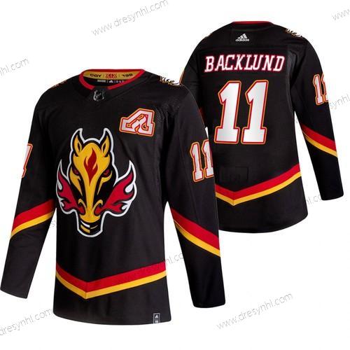 Adidas Calgary Flames #11 Mikael Backlund Černá 2020-21 Obrácený Retro Náhradní NHL dres – Pánské