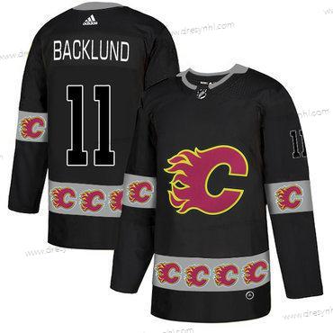 Adidas Calgary Flames #11 Mikael Backlund Černá Tým Logos dres – Pánské