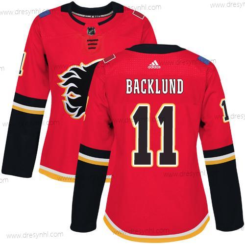 Adidas Calgary Flames #11 Mikael Backlund Červené Domácí dres Autentické Sešitý NHL dres – Dámské