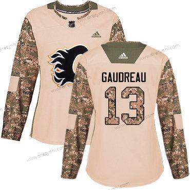 Adidas Calgary Flames #13 Johnny Gaudreau Camo Autentické 2017 Veterans Day Sešitý NHL dres – Dámské