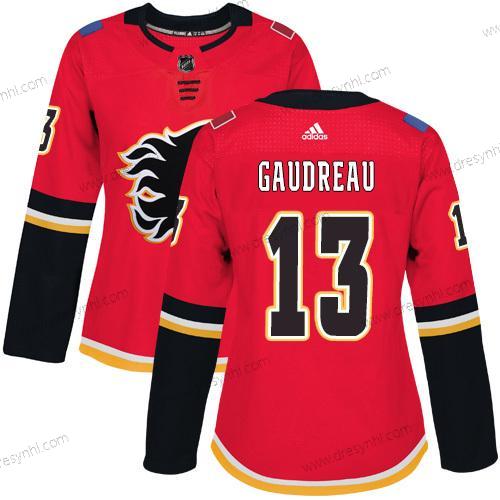 Adidas Calgary Flames #13 Johnny Gaudreau Červené Domácí dres Autentické Sešitý NHL dres – Dámské