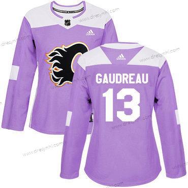 Adidas Calgary Flames #13 Johnny Gaudreau Nachový Autentické Bojuje proti rakovině Sešitý NHL dres – Dámské