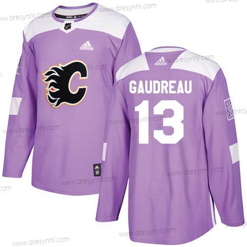 Adidas Calgary Flames #13 Johnny Gaudreau Nachový Autentické Bojuje proti rakovině Sešitý NHL dres – Juniorské