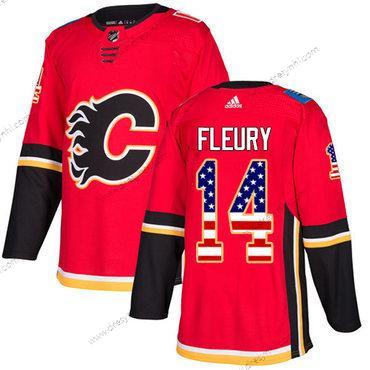 Adidas Calgary Flames #14 Theoren Fleury Červené Domácí dres Autentické USA Flag Sešitý NHL dres – Juniorské