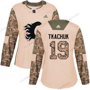 Adidas Calgary Flames #19 Matthew Tkachuk Camo Autentické 2017 Veterans Day Sešitý NHL dres – Dámské