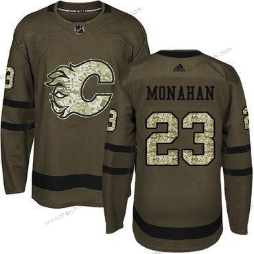 Adidas Calgary Flames #23 Sean Monahan Zelená Salute to Service Sešitý NHL dres – Juniorské