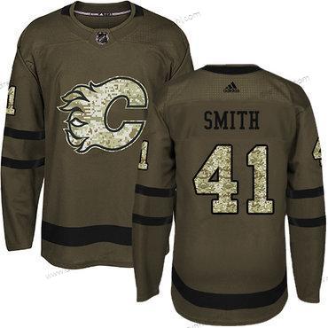 Adidas Calgary Flames #41 Mike Smith Zelená Salute to Service Sešitý NHL dres – Juniorské