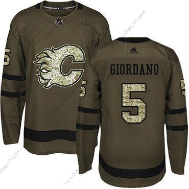 Adidas Calgary Flames #5 Mark Giordano Zelená Salute to Service Sešitý NHL dres – Juniorské