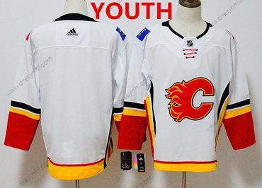 Adidas Calgary Flames Personalizované Bílý Domácí dres 2017-2018 Hokejový Sešitý NHL dres – Juniorské