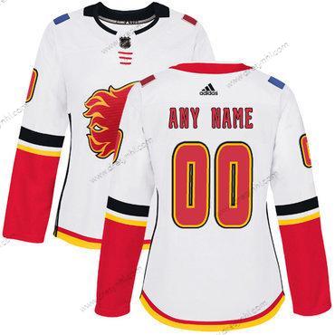 Adidas Calgary Flames Personalizované Bílý Hostující dres Autentické NHL dres – Dámské