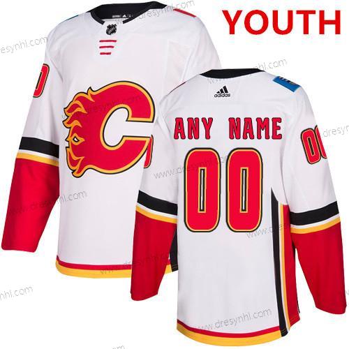 Adidas Calgary Flames Personalizované Bílý Hostující dres Autentické NHL dres – Juniorské