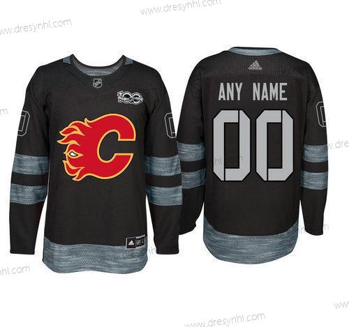 Adidas Calgary Flames Personalizované Černá 1917-2017 100th Výročí Sešitý NHL dres