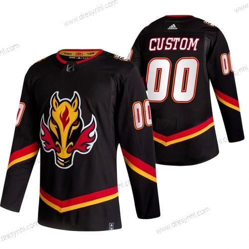 Adidas Calgary Flames Personalizované Černá 2020-21 Obrácený Retro Náhradní NHL dres – Pánské