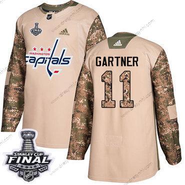 Adidas Capitals #11 Mike Gartner Camo Autentické 2017 Veterans Day 2018 Stanley Cup Final Sešitý NHL dres – Pánské