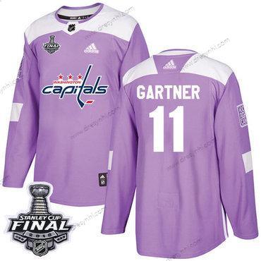 Adidas Capitals #11 Mike Gartner Nachový Autentické Bojuje proti rakovině 2018 Stanley Cup Final Sešitý NHL dres – Pánské