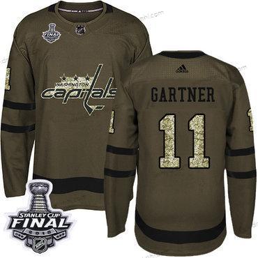 Adidas Capitals #11 Mike Gartner Zelená Salute to Service 2018 Stanley Cup Final Sešitý NHL dres – Pánské