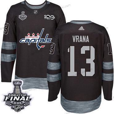 Adidas Capitals #13 Jakub Vrana Černá 1917-2017 100th Výročí 2018 Stanley Cup Final Sešitý NHL dres – Pánské