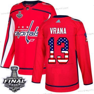 Adidas Capitals #13 Jakub Vrana Červené Domácí dres Autentické USA Flag 2018 Stanley Cup Final Sešitý NHL dres – Pánské