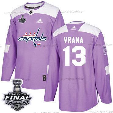 Adidas Capitals #13 Jakub Vrana Nachový Autentické Bojuje proti rakovině 2018 Stanley Cup Final Sešitý NHL dres – Pánské