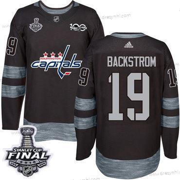 Adidas Capitals #19 Nicklas Backstrom Černá 1917-2017 100th Výročí 2018 Stanley Cup Final Sešitý NHL dres – Pánské