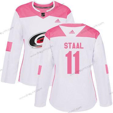 Adidas Carolina Hurricanes #11 Jordan Staal Bílý Růžový Autentické Sešitý NHL dres – Dámské