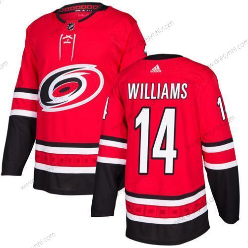 Adidas Carolina Hurricanes #14 Justin Williams Červené Domácí dres Autentické Sešitý NHL dres – Juniorské