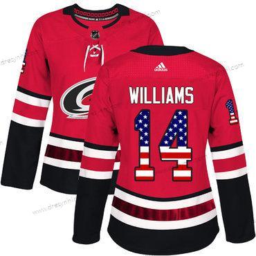 Adidas Carolina Hurricanes #14 Justin Williams Červené Domácí dres Autentické USA Flag Sešitý NHL dres – Dámské