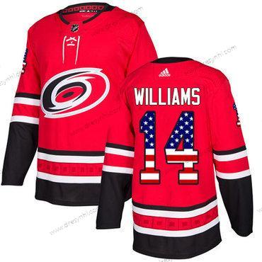 Adidas Carolina Hurricanes #14 Justin Williams Červené Domácí dres Autentické USA Flag Sešitý NHL dres – Pánské