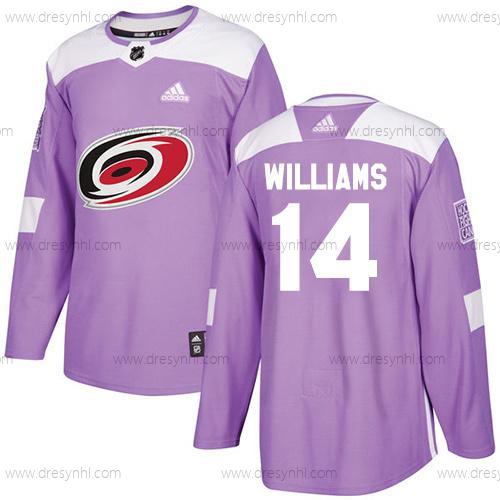 Adidas Carolina Hurricanes #14 Justin Williams Nachový Autentické Bojuje proti rakovině Sešitý NHL dres – Juniorské