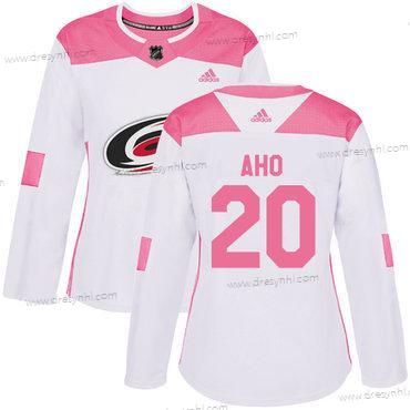 Adidas Carolina Hurricanes #20 Sebastian Aho Bílý Růžový Autentické Sešitý NHL dres – Dámské