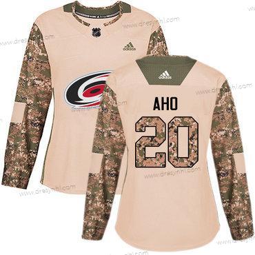 Adidas Carolina Hurricanes #20 Sebastian Aho Camo Autentické 2017 Veterans Day Sešitý NHL dres – Dámské